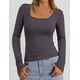thumbnail image 2 of Remera PRETTYGARDEN de canalé manga larga con escote redondo XS Gris Oscuro, 2 of 5