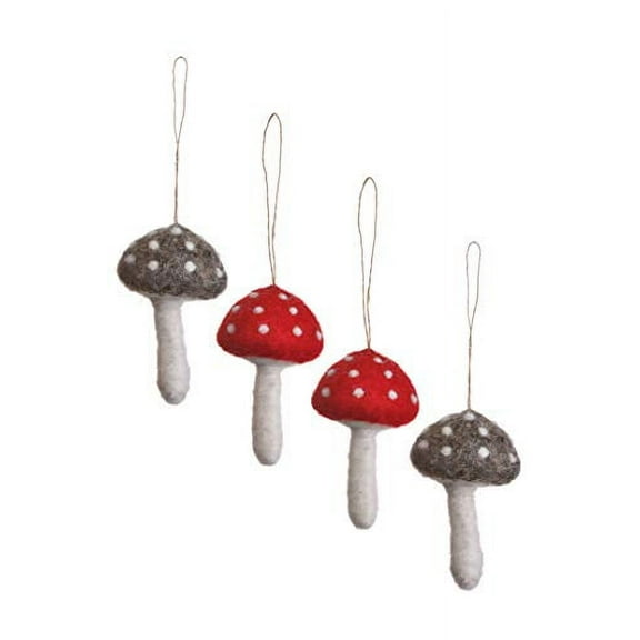 De Kulture Hand Made Felt Hanging Small Mushroom Ornament (Set Of 4) 2X3 (Dh) For Home Decoration Christmas Tree Decor Holiday Decor