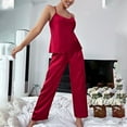 thumbnail image 5 of B91xZ Ensemble de Pyjama en Satin de Soie pour Femmes, Short Classique, Chandail Long en Satin de Soie, Rouge P, 5 of 5
