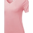 thumbnail image 4 of A2Y Women's Basic Solid Premium Rayon Short Sleeve V-neck T Shirt Tee Tops Dusty Pink 1XL, 4 of 6