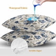 thumbnail image 4 of Navy Blue Floral Throw Pillow Covers 26x26 Inch Set of 2, Beige Vintage Farmhouse Botanical Leaves Waterproof Outdoor Pillow Covers, Decorative Cushion Pillowcases for Couch, Sofa, Bed, Garden, Patio, 4 of 9