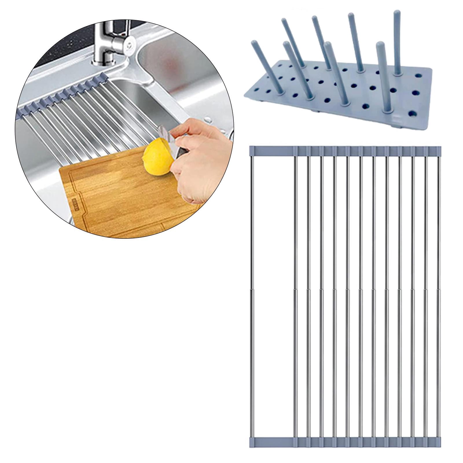 Fiocias Folding Dish Drying Rack Rolling Rack Household Dish Rack for Kitchen Counter Rolling Dish Drainer Filter Cup Holder