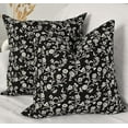 thumbnail image 4 of Floral Pillow Covers Vintage Flower Cushion Covers Rustic Grand Millennial Style Pillow Cases for Throw Pillows Home Decor for Sofa Couch Bed 18”x18” Set of 2 Black and White Botanical Design, 4 of 9