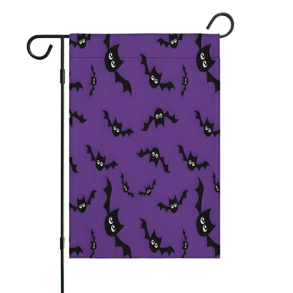 Purple Halloween Black Bats Fall Garden Flags 12.5"x18" Double Side,Small Yard Flags for Outside,Outdoor Fall Decor,Autumn Funny Garden Flag Yard Decoration