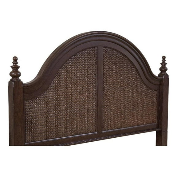 Bowery Hill Coastal 82"W King Woven Wood Headboard in Tobacco Brown