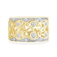thumbnail image 2 of Round Cut White Cubic Zirconia Floral Wide Band Ring For Women In 14K Yellow Gold Plated 925 Sterling Silver (Color: White, Clarity: VVS1-VVS2) -8.5, 2 of 6