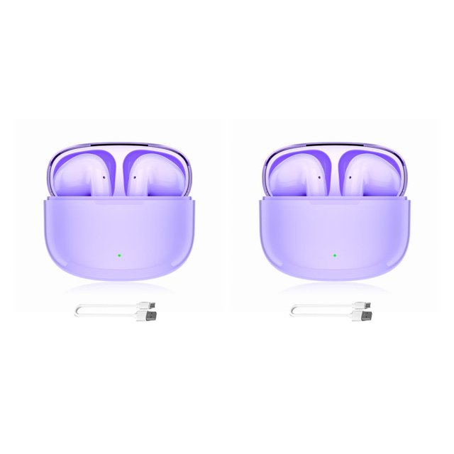 sweethay Auricular con estuche de carga Senderismo Correr Auricular compatible con Bluetooth Llamada manos libres Auricular para juegos Púrpura Violeta 2piezas