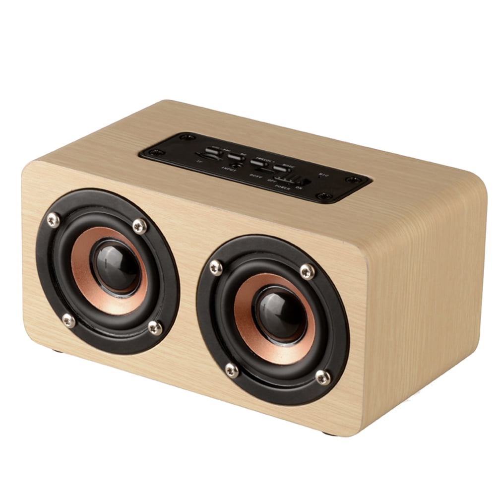 Pilfer Pence Kano W5 Retro Wood Speaker HIFI Dual Loudspeakers Hands-free Portable Wireless  Speakers with TF AUX IN MP3 Player (Yellow) - Walmart.com