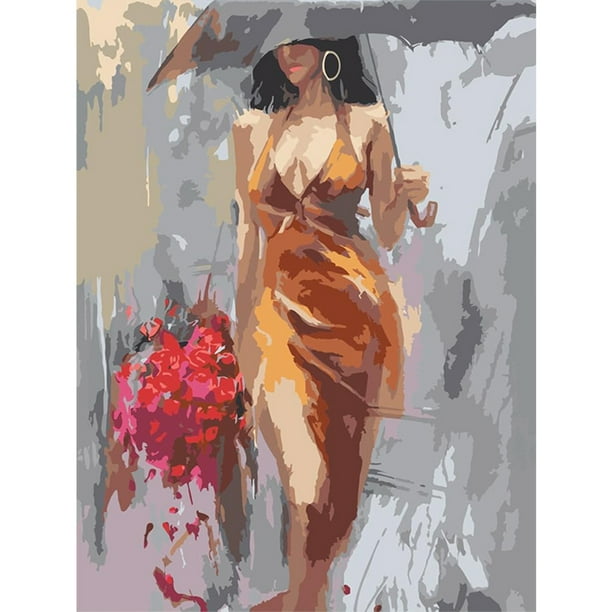 Kit de pintura por números sobre lienzo, arte al óleo artesanal, decoración de imagen de mujer abstracta, 30x40cm
