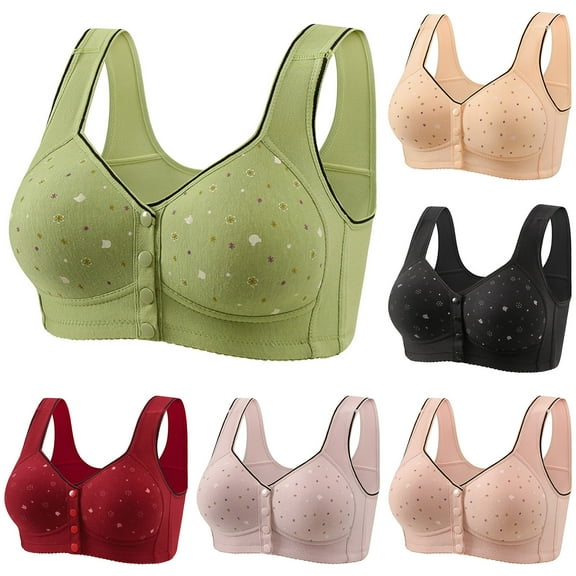 Ahuyic Summer Women Bra,Women Plus Size Bras,Woman's Printing Thin Style Ventilate Large Size Bra Without Steel Rim