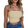 thumbnail image 3 of Holzkary Women's Tube Tops Strapless Crop Tops Basic Backless Sleeveless Bandeau Going Out Cute 2025 Summer Outfits Chest Wrapped Solid Color Multi Color Strapless Off Shoulder Short Tight Top B M, 3 of 3