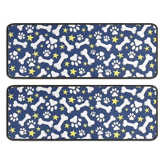 Kitchen Rugs Sets Of 2,Paw Print Dog Bone Anti Fatigue Kitchen Mat Rugs Non Slip Washable,Decorative Kitchen Floor Mats for Kitchen,Sink,Laundry,17"x47" 17"x47"