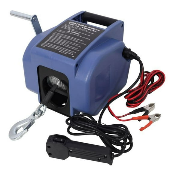 12V Electric Trailer Winch 5000lbs - Reversible Wireless Remote Control, Galvanized Wire Rope, for Boat Trailers & Utility Use, Blue Casing