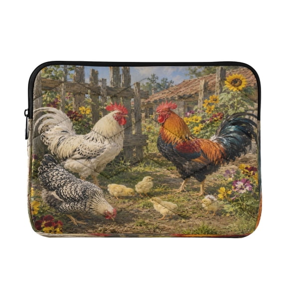 Quilted Laptop Sleeve 13.4*10.2*0.8IN Carrying Bag for Travel Office & Commute Rural Farm Scenery