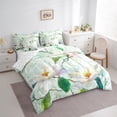 thumbnail image 3 of jejeloiu Cute Flower Floral 7pcs Bedding Comforter Set,Modern Aesthetic Glass Queen Bedding Sets,Green White Queen Sheet Sets For Men Women,Luxury Bedroom Decor Reversible, 3 of 8