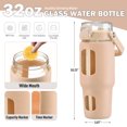 thumbnail image 2 of MUKOKO 32oz Glass Water Bottle, Tumbler with Straw and Lid, Iced Coffee Cup with Marker Silicone Sleeve, Amber, 2 of 7
