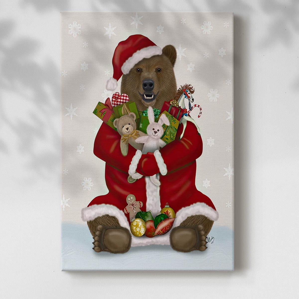 Christmas Christmas Present Bear Hug- Gallery Wrapped Canvas