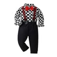 thumbnail image 3 of BULLPIANO Baby Boys Gentleman Suit Clothes Dress Shirt with Bowtie Suspender Pants Gentleman Outfits Suits, 3 of 8