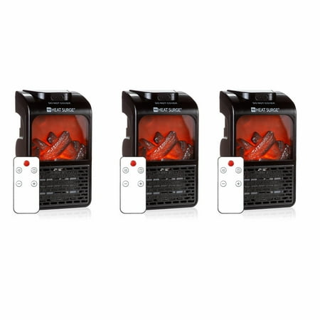 

HeatSurge MiniMax Heat Trio Fireless Flame Heater Heats 12X12 Room Customizable Digital Thermostat PTC Ceramic Heating Overheat Protection- Pack of Three