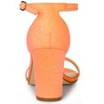 thumbnail image 3 of DARING DIVA Women's Ankle Strap Chunky Heels Glitter Vamp Open-Toe Sandals Orange 8.5, 3 of 7