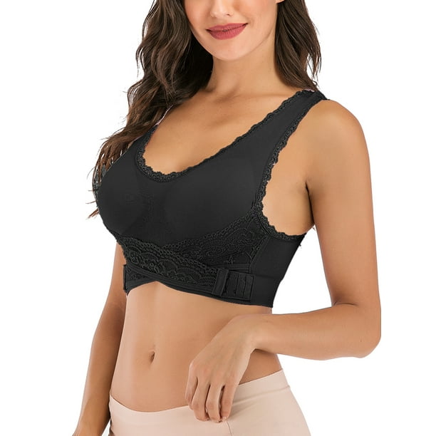 Women's 2Pack Comfortable Bra Wireless Front Cross Side Buckle Adjustable  Push Up Large Size Breathable Bra Underwear Black Fall Friday Deals  Lightning Deals at  Women's Clothing store
