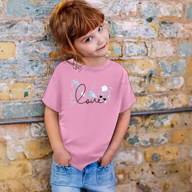 Chemises pour Filles Imprimé Filles Manches Courtes Hauts Col Rond Chemises d'Été Filles 2-3 Ans Chemises Filles Mode Filles