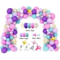 thumbnail image 4 of Kit de guirnalda de globos de unicornio, decoraciones de fiesta de cumpleaños de unicornio para niñas, confeti, púrpura claro, azul aguamarina, rosa, conjunto de globos, suministros para bodas, baby JAMW Sencillez, 4 of 5