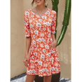 thumbnail image 1 of Nouvelle Robe de Poche à Manches Courtes Imprimée Florale pour Femmes une Robe de Ligne, 1 of 3