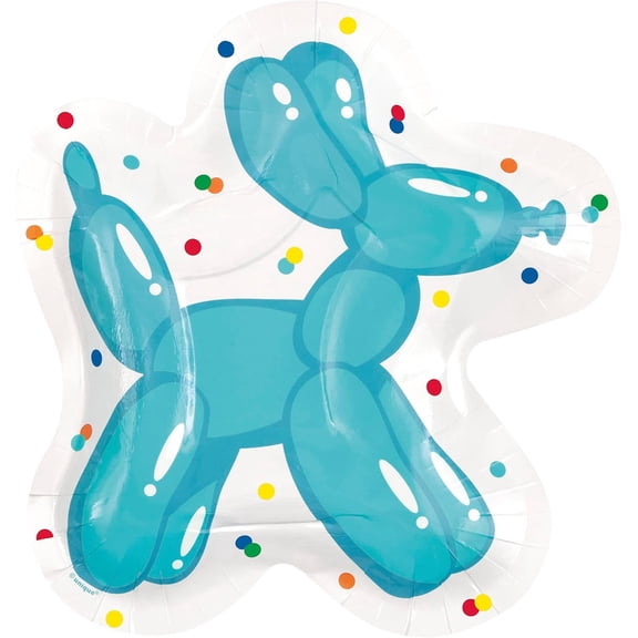 Unique 21934 Shaped Paper Plates-21 cm-Balloon Dog Birthday Party-8 Count (Pack of 1), Multicolour
