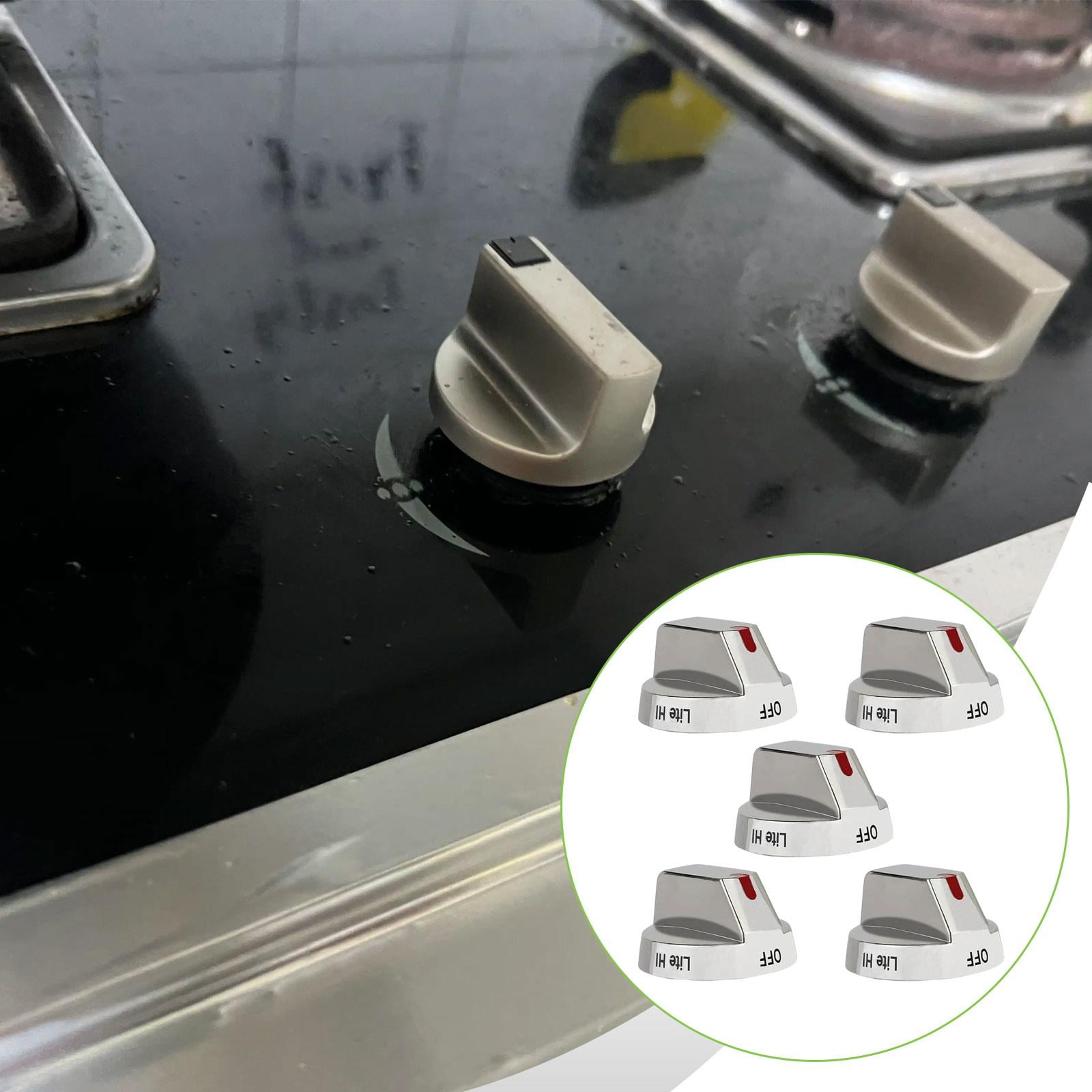5 Pieces Cooktop Control Knobs Stove Burner Dial Upgrade Lightweight Stainless Steel for Gas Ovens