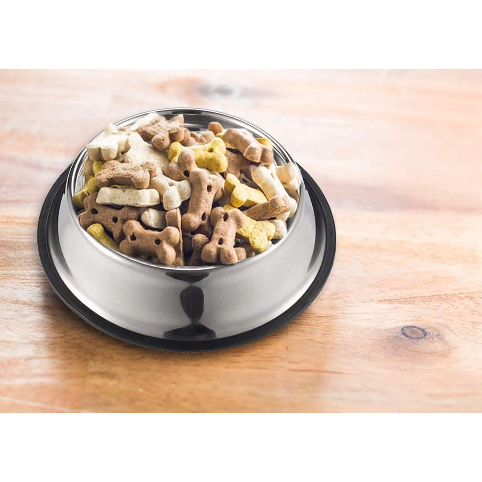 Juvale Stainless Steel Dog Bowls - Set of 2 Pet Food and Water Dish Bowls with Non-skid Base for Cats, Small, Medium and Large Sized Dogs - Silver, 10 inches Diameter