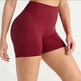 thumbnail image 5 of Leey-World Biker Shorts 4'' - High Waisted Booty Workout Volleyball Yoga Womens Spandex(Brick Red,S), 5 of 9