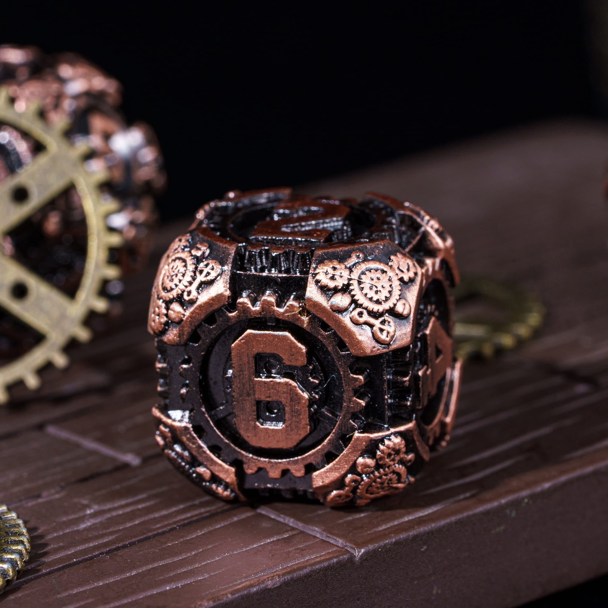 Cusdie 7-Die Metal DND Dice Set, Steampunk Gear Design Metal Polyhedral D&D Dice Set for DND Dungeons and Dragons TTRPG Role Playing Games