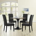 thumbnail image 2 of Modern Contemporary Urban Design Dining Kitchen Room Side Chair, Set of Four, Faux Vinyl Leather, Black, 2 of 5