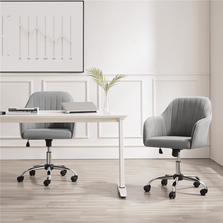 Light grey velvet desk chair sale