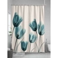 thumbnail image 5 of Teal Tulip Shower Curtain, Minimalist Modern Flower Art Linen Background Waterproof Shower Curtain Set with 12 Hooks Lightweight Washable Fabric Shower Curtains for Bathroom 72x72 Inches, 5 of 6