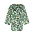 thumbnail image 4 of Aboser Chiffon Kimono Cardigan for Women 3/4 Sleeve Lightweight Summer Cardigans Cute Floral Print Cover Up Loose Beach Blouse Tops 2026 Green L, 4 of 5