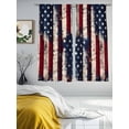 thumbnail image 3 of Independence Day Sheer Curtains 2 Panels Set U.S. Flag Themed Five-Pointed Star Retro Wood Grain Sheer Window Curtains Light Filtering Rod Pocket Voile Drapes for Bedroom Living Room 52"x63", 3 of 9