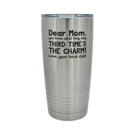 

ThisWear Mom Gifts for Women Dear Mom Third Times A Charm Love Your Third Child 20oz Stainless Steel Insulated Travel Mug with Lid