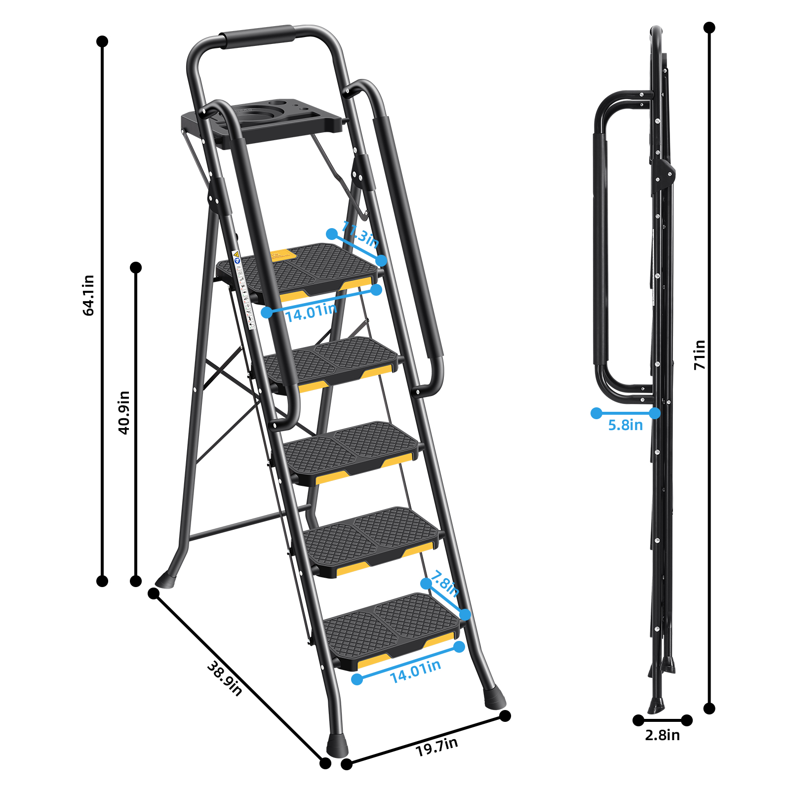 Kingrack 5-Step Folding Ladder, 800 Lb Capacity photo 4