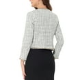 thumbnail image 3 of INSPIRE CHIC Women's Plaid Tweed Open Front Office Short Blazer, 3 of 5