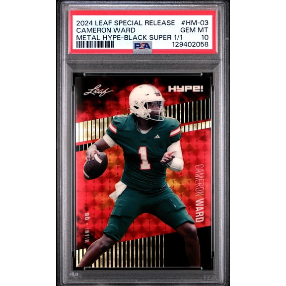 PSA 10 Cam Ward 2024 Leaf HYPE! Metal #HM-03 Black Superprismatic 1/1 Rookie Card Tennessee Titans