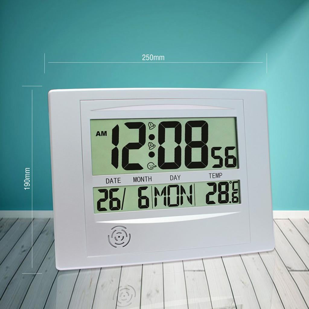 Fashion LCD Screen Digital Table Wall Clock Indoor Temperature Meter Calender Clock