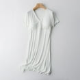 thumbnail image 1 of CHUANK Liquidation Vêtements de Maternité pour Femmes Allaitement Uni Col en V Manches Courtes Post-Partum Robe de Grossesse Vêtements de Nuit avec Coussinet de Poitrine, 1 of 9