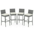 thumbnail image 1 of Gymax 4 PCS Patio Wicker Barstools Bar Height Chairs W/ Cushions Backyard Off White, 1 of 9