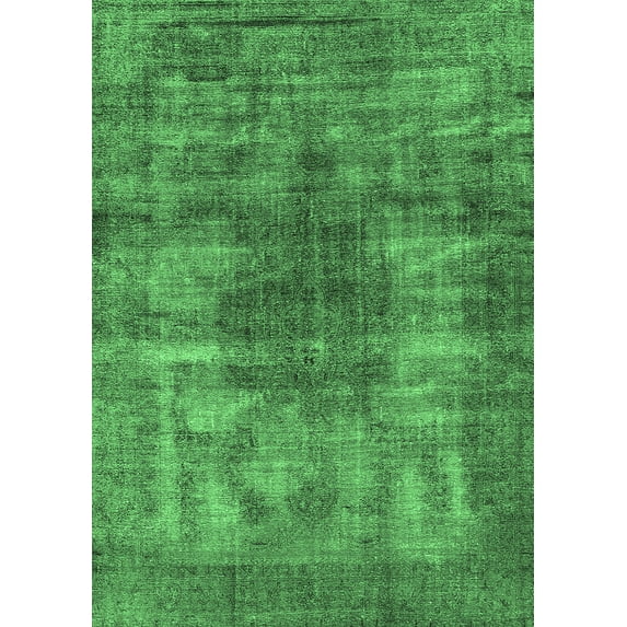 Ahgly Company Indoor Rectangle Oriental Emerald Green Industrial Area Rugs, 5' x 8'