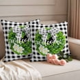 thumbnail image 2 of Welcome Bow Knot Wreath Outdoor Waterproof Pillow Covers, Summer Flowers Black Gray Plaid Decorative Square Throw Pillowcase Sofa Cushion Sham for Patio/Couch/Chair, 16"x16" 2 Pack, 2 of 8