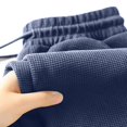 thumbnail image 5 of Men's Straight Leg Waffle Pants,Elastic Drawstring Waist Loose Fit Casual Trousers, Lightweight Breathable Textured Daily Streetwear Clothes with Pockets Blue 5XL, 5 of 6