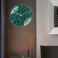 thumbnail image 2 of Reloj de pared decorativo con patrón de mármol, redondo, analógico, silencioso, sin tictac. Verde, 2 of 6