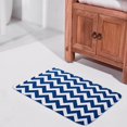 Blue and White Zig Zag Stripes Bath Rugs Absorbent Non Slip Door Mats